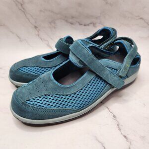 Orthofeet Suede Blue Sanibel Flats Mary Jane Flats Comfort Orthotic Women's 10.5